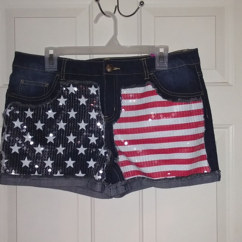 Patriotic Sequin Fashion Shorts
